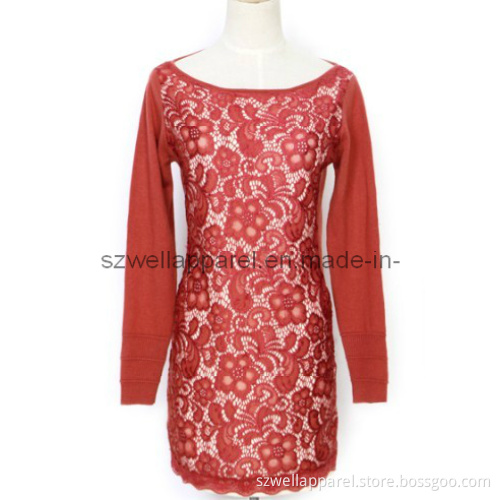 Ladies' Lace Long Sleeve Pullover (SZWA-0927)